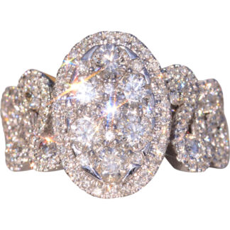 The Beenie: Cluster Top Natural Diamond Ring in White Gold