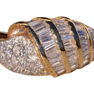 The Hasley: 1980's Custom Natural Diamond Cocktail Ring in Yellow Gold