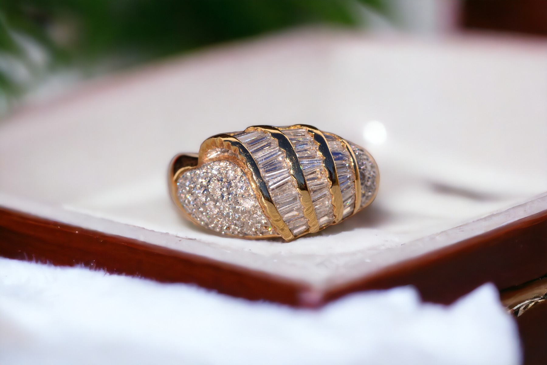 The Hasley: 1980's Custom Natural Diamond Cocktail Ring in Yellow Gold - Image 11