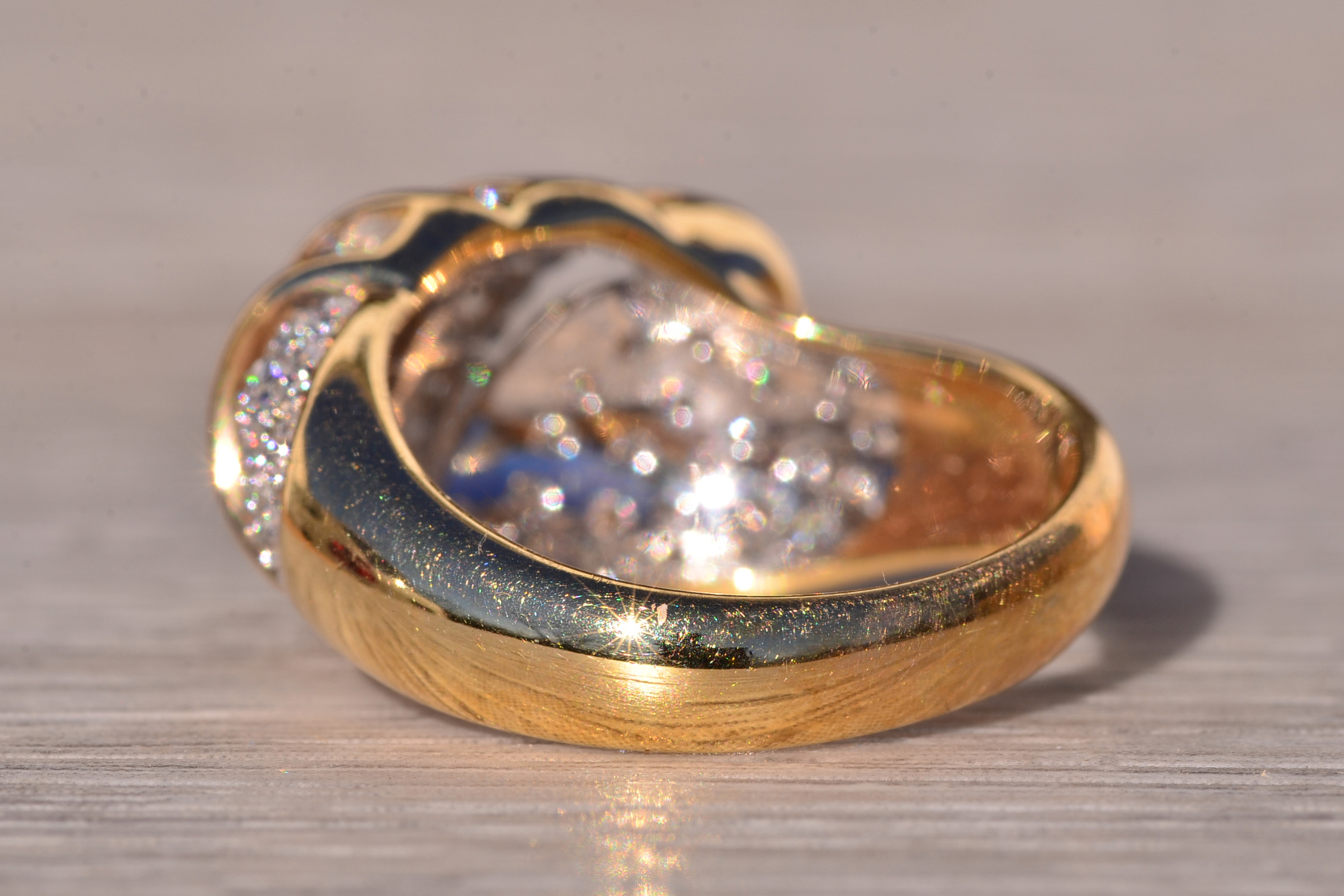 The Hasley: 1980's Custom Natural Diamond Cocktail Ring in Yellow Gold - Image 4