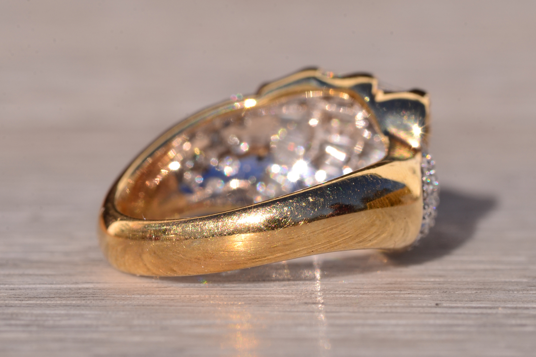 The Hasley: 1980's Custom Natural Diamond Cocktail Ring in Yellow Gold - Image 5