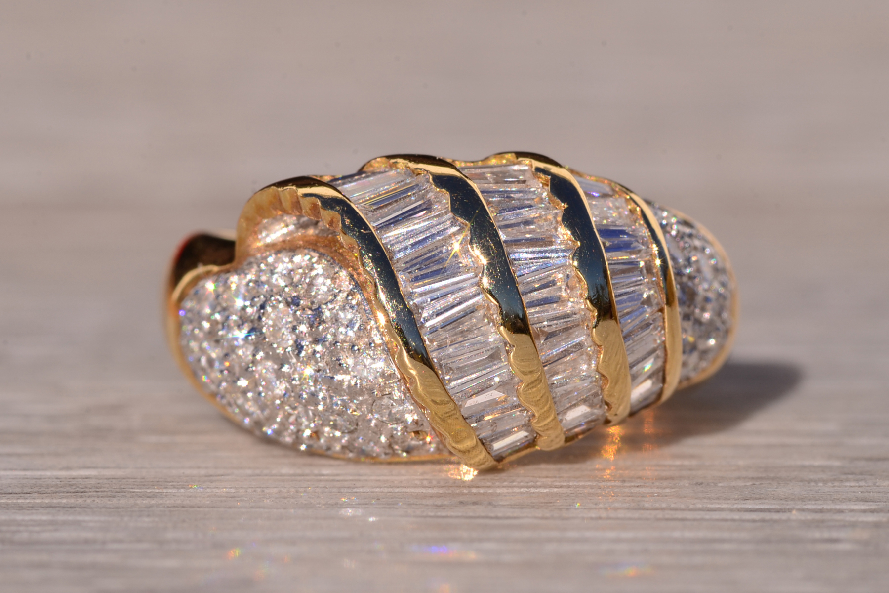 The Hasley: 1980's Custom Natural Diamond Cocktail Ring in Yellow Gold - Image 6