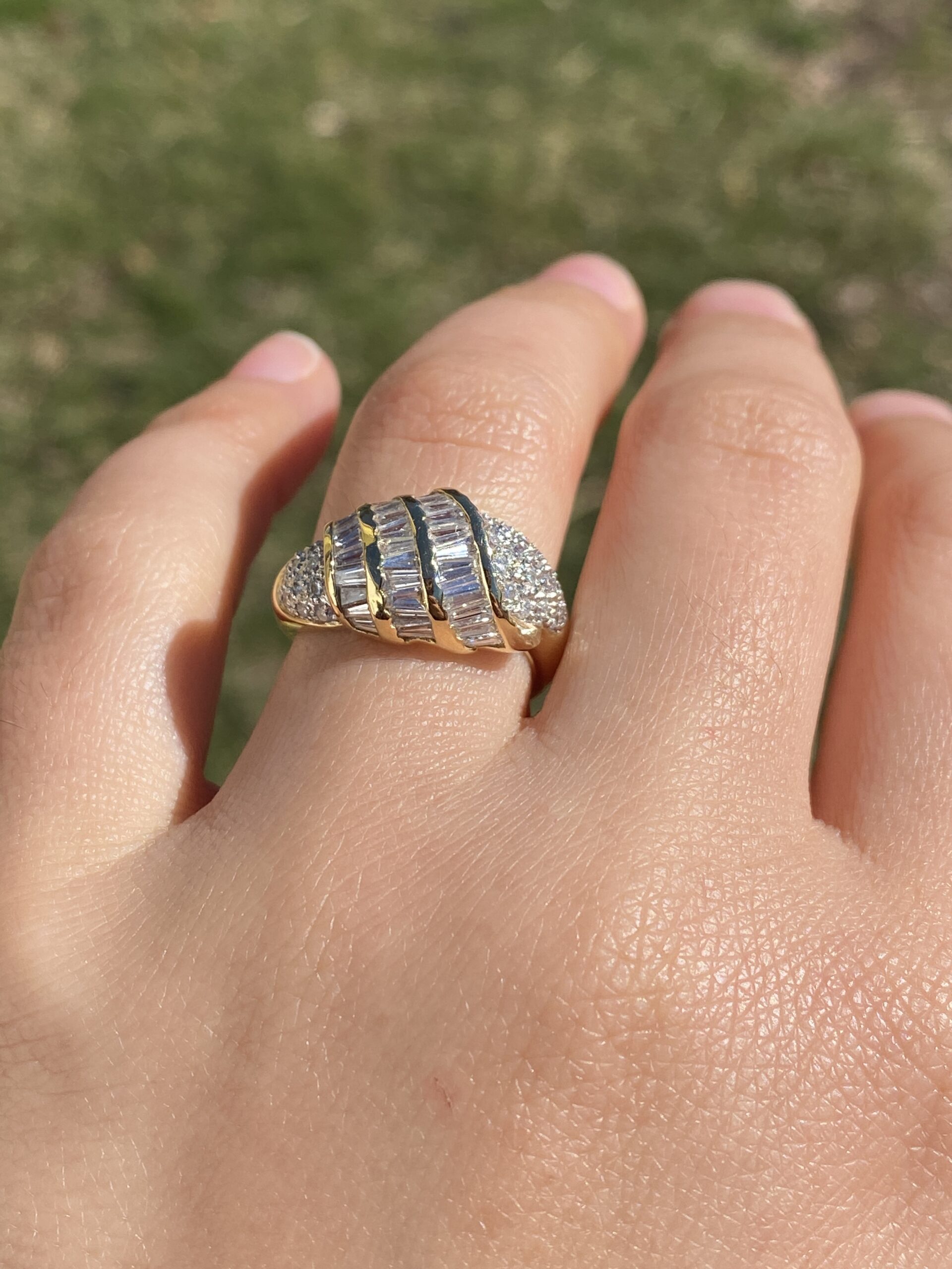 The Hasley: 1980's Custom Natural Diamond Cocktail Ring in Yellow Gold - Image 10