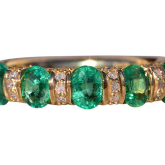 SOLD - The Highgate: Natural Emerald and Diamond Band in Yellow Gold