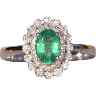 SOLD - The Dubs: Natural Emeralds and Diamond Double Halo Ring in White Gold