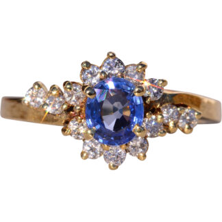 The Open: Sapphire and Natural Diamond Ring in Yellow Gold