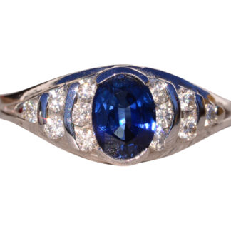 The Wembley: Natural Sapphire and Diamond Ring in White Gold