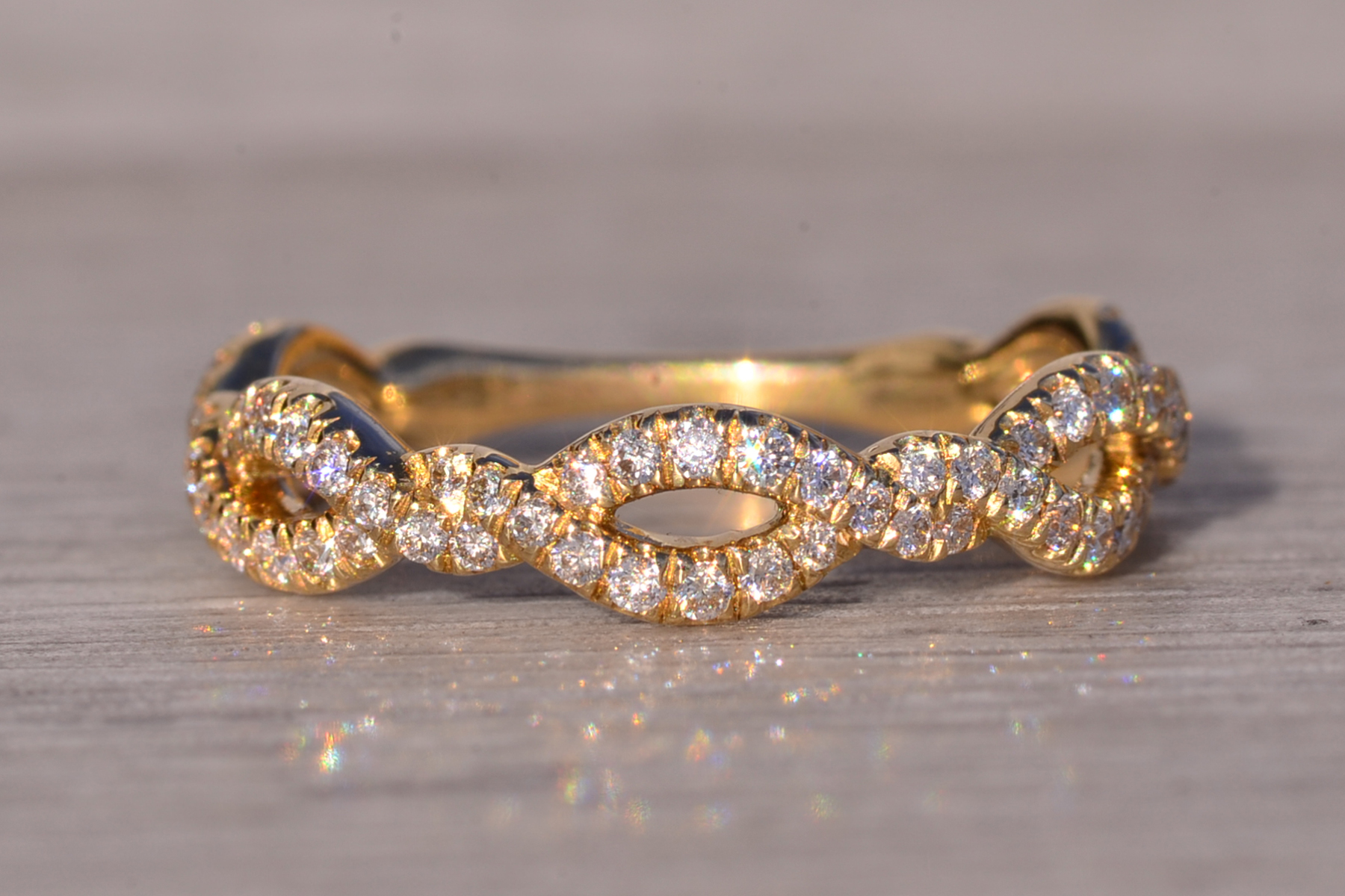 SOLD - The Gab Twist: Signed Gabriel and Company Twist Band with Natural Diamonds in Yellow Gold - Image 2