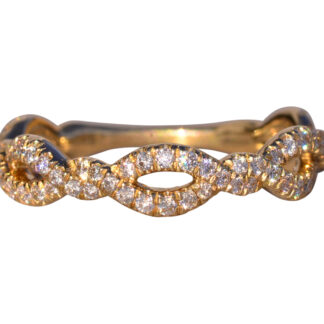 SOLD - The Gab Twist: Signed Gabriel and Company Twist Band with Natural Diamonds in Yellow Gold