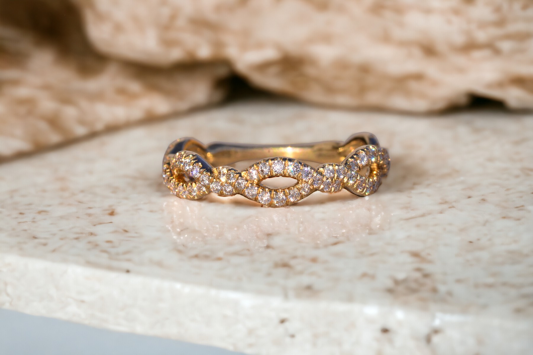 SOLD - The Gab Twist: Signed Gabriel and Company Twist Band with Natural Diamonds in Yellow Gold - Image 11