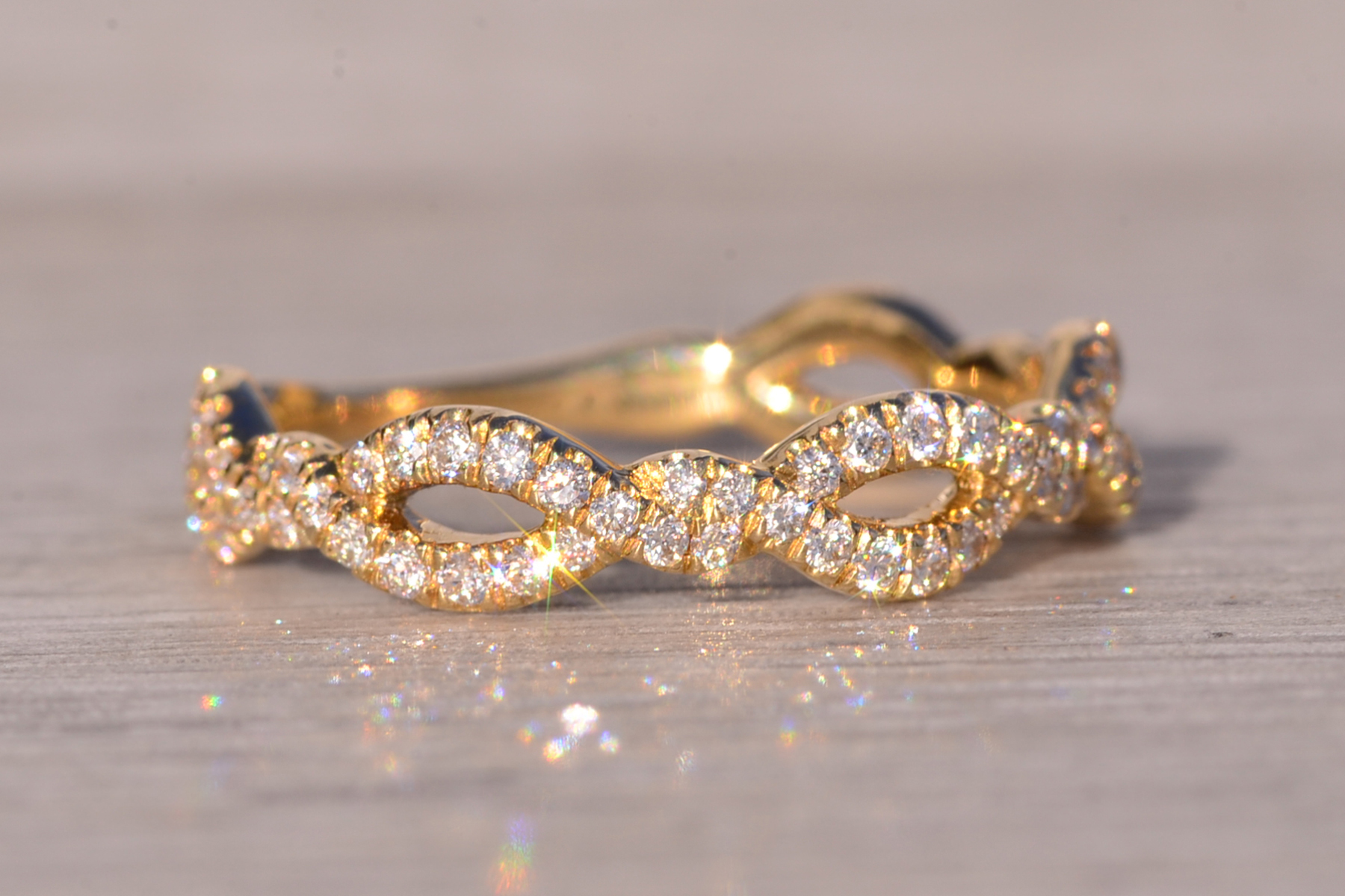 SOLD - The Gab Twist: Signed Gabriel and Company Twist Band with Natural Diamonds in Yellow Gold - Image 7