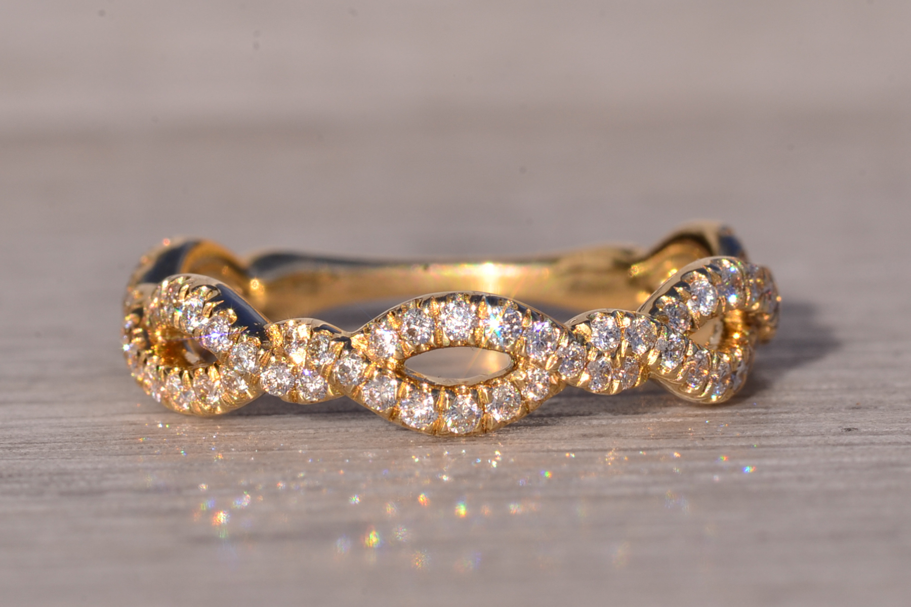SOLD - The Gab Twist: Signed Gabriel and Company Twist Band with Natural Diamonds in Yellow Gold - Image 6