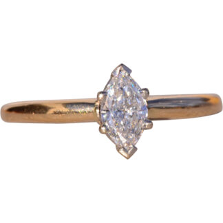 The True: Marquise Cut Natural Diamond Engagement Ring in Yellow Gold
