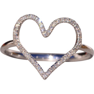 SOLD - The Open Heart: Heart Shaped Ring with Natural Diamonds in White Gold