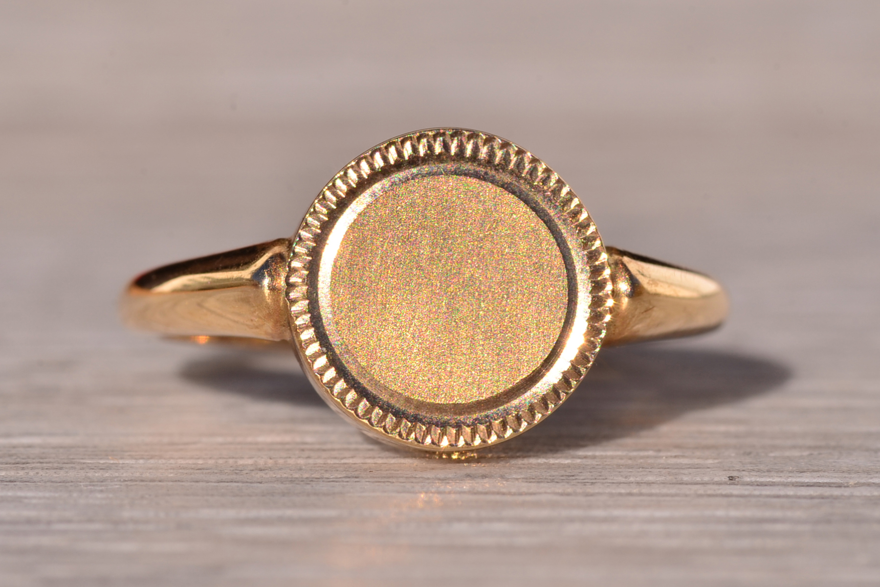 SOLD - The Buldie: Vintage Yellow Gold Signet Ring With Milgrain - Image 2