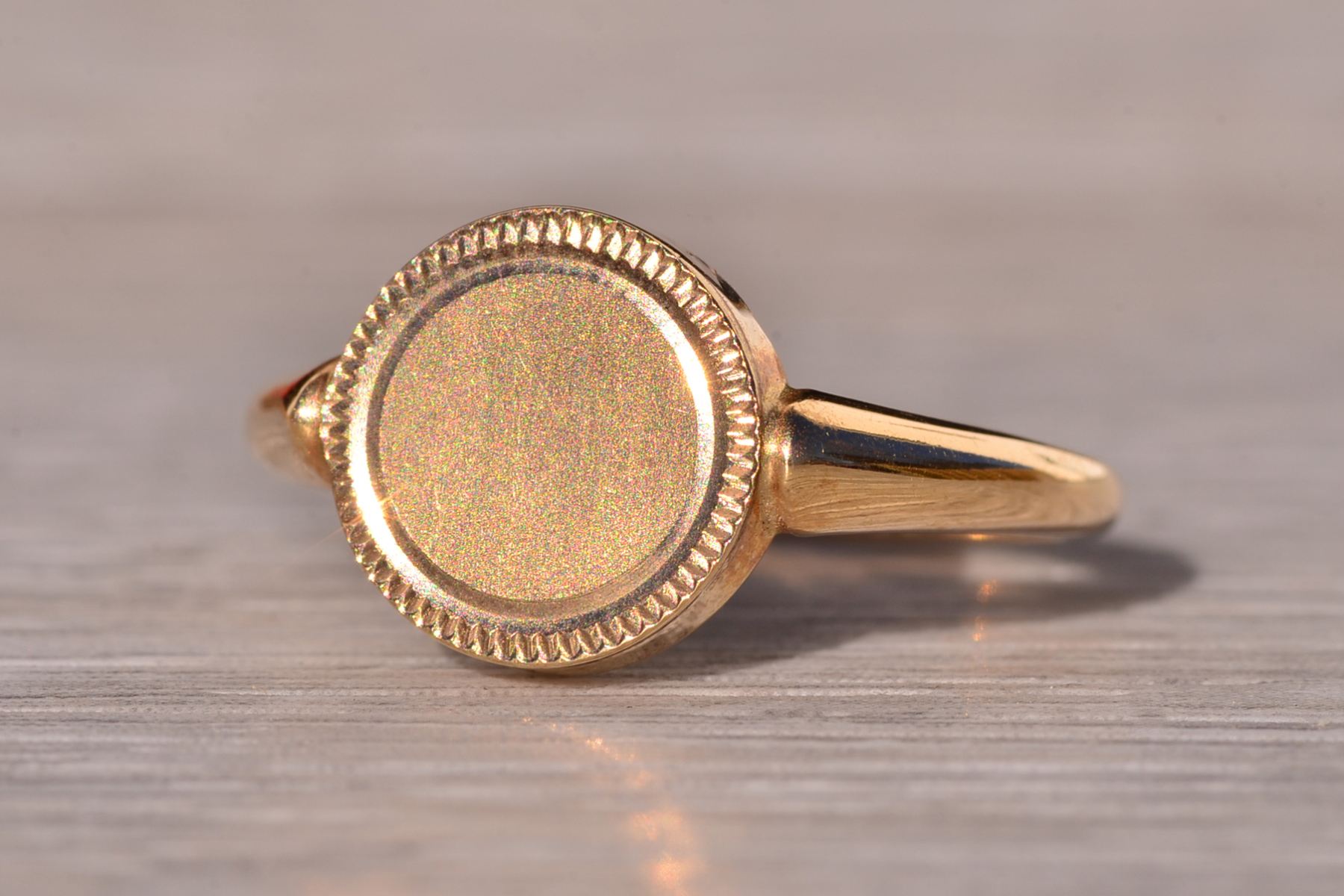 SOLD - The Buldie: Vintage Yellow Gold Signet Ring With Milgrain - Image 3