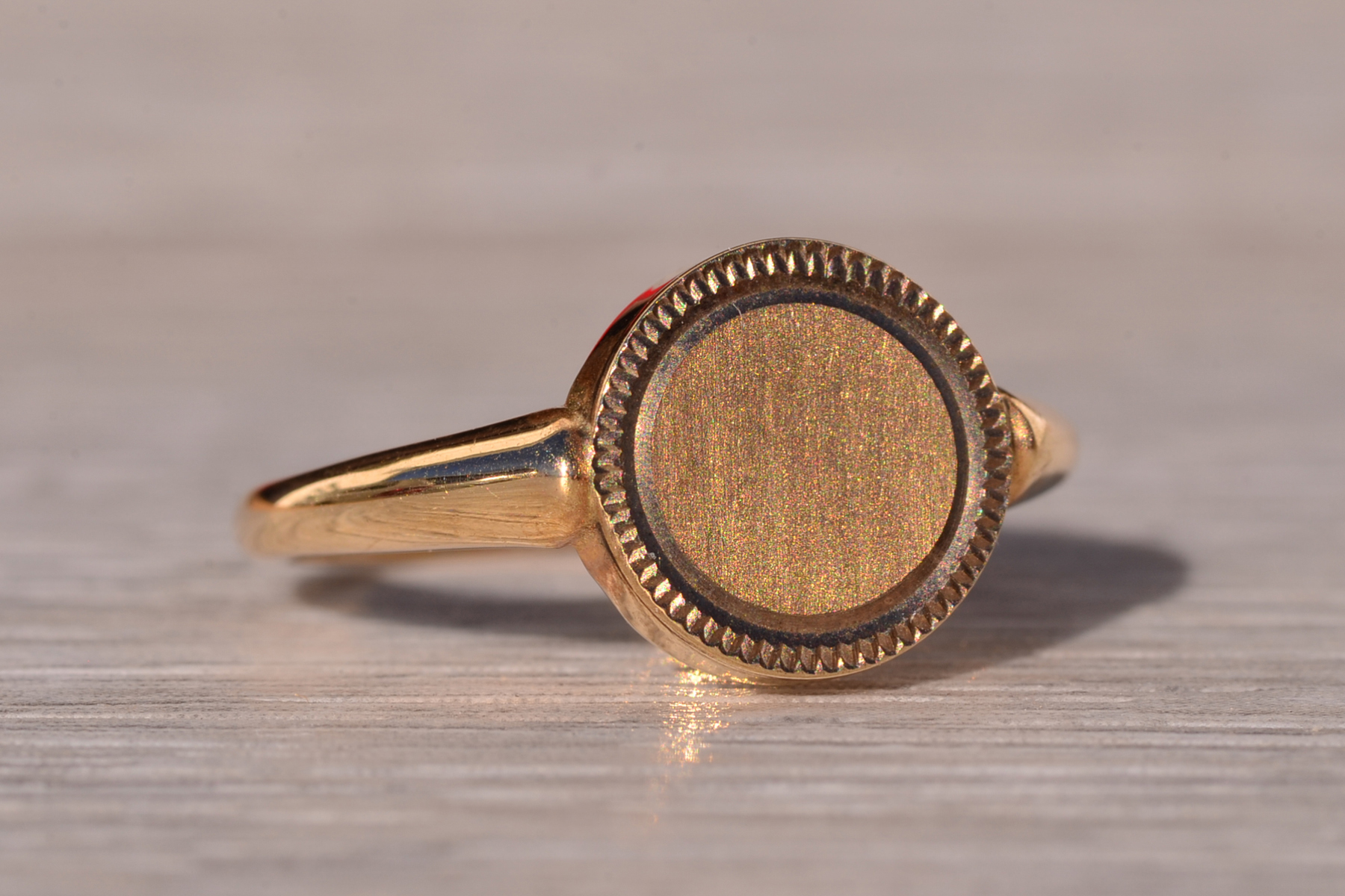 SOLD - The Buldie: Vintage Yellow Gold Signet Ring With Milgrain - Image 6