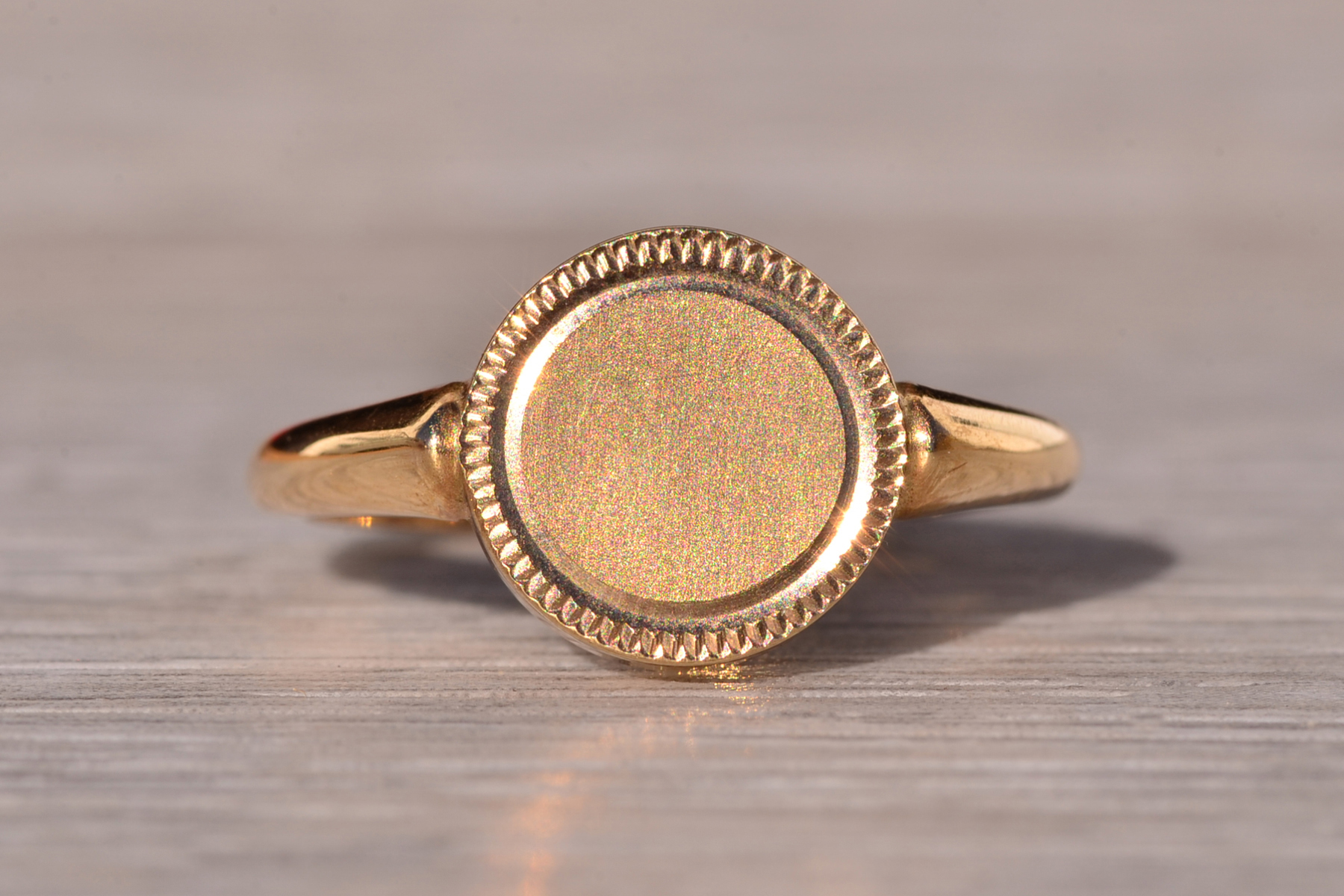SOLD - The Buldie: Vintage Yellow Gold Signet Ring With Milgrain - Image 7