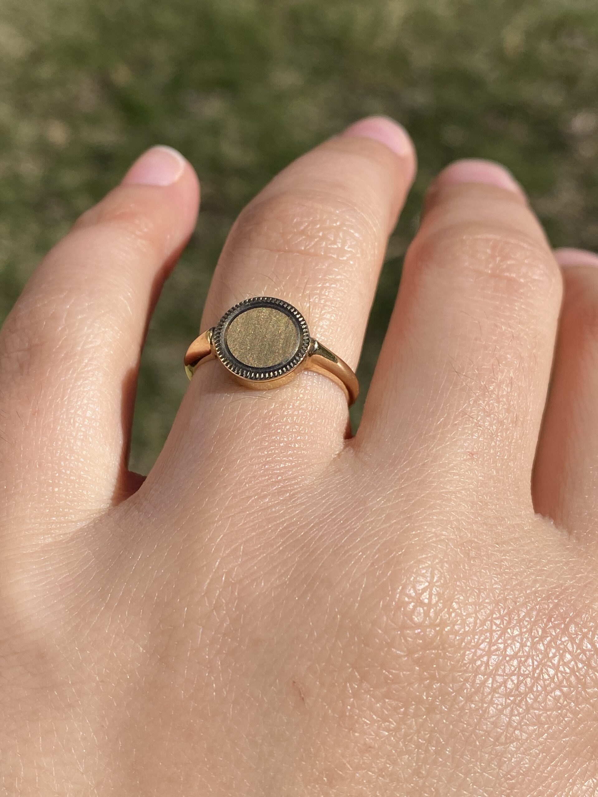 SOLD - The Buldie: Vintage Yellow Gold Signet Ring With Milgrain - Image 10