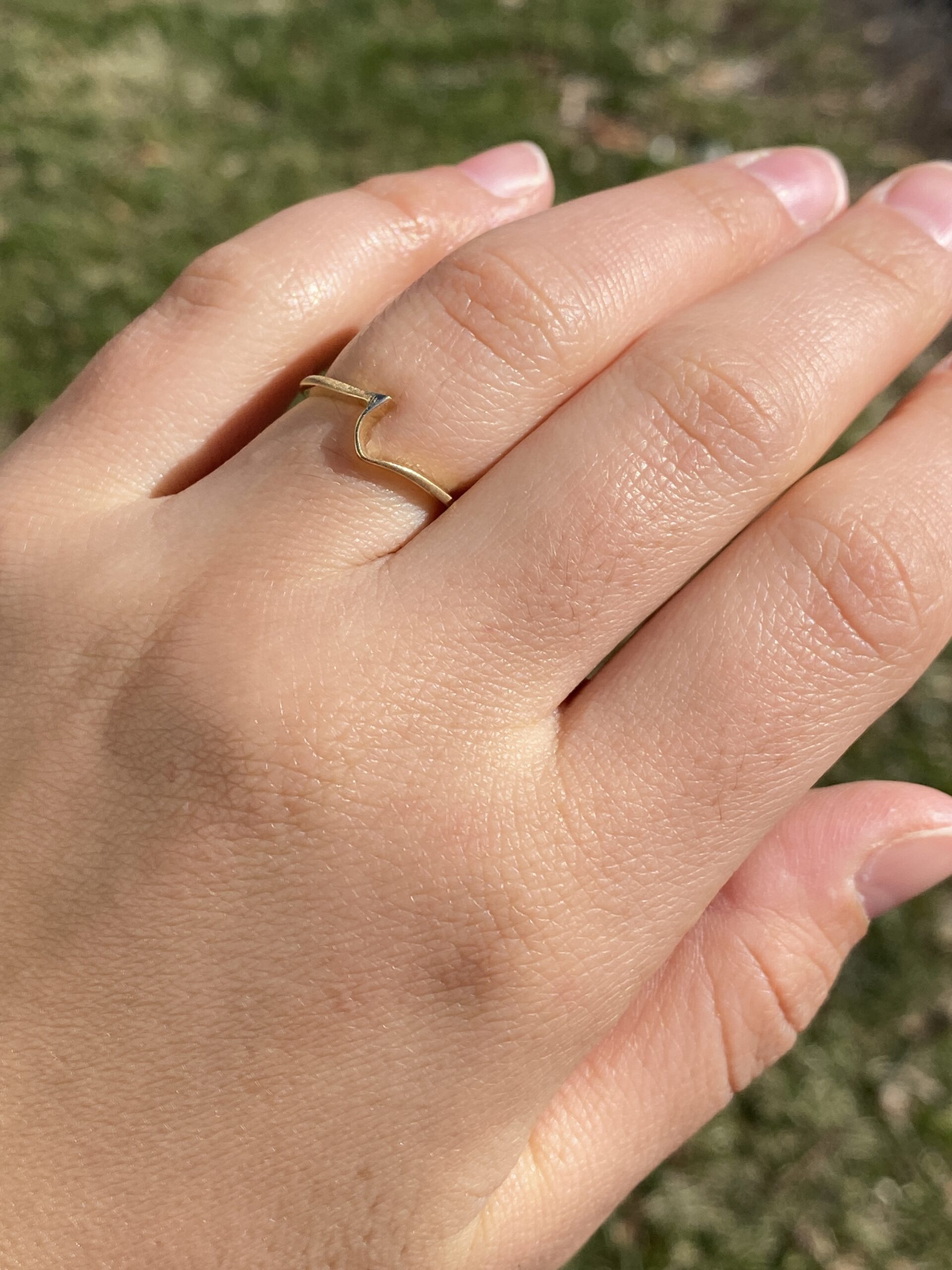 The Sweeping: Waved Yellow Gold Modern Ring in Yellow Gold - Image 9