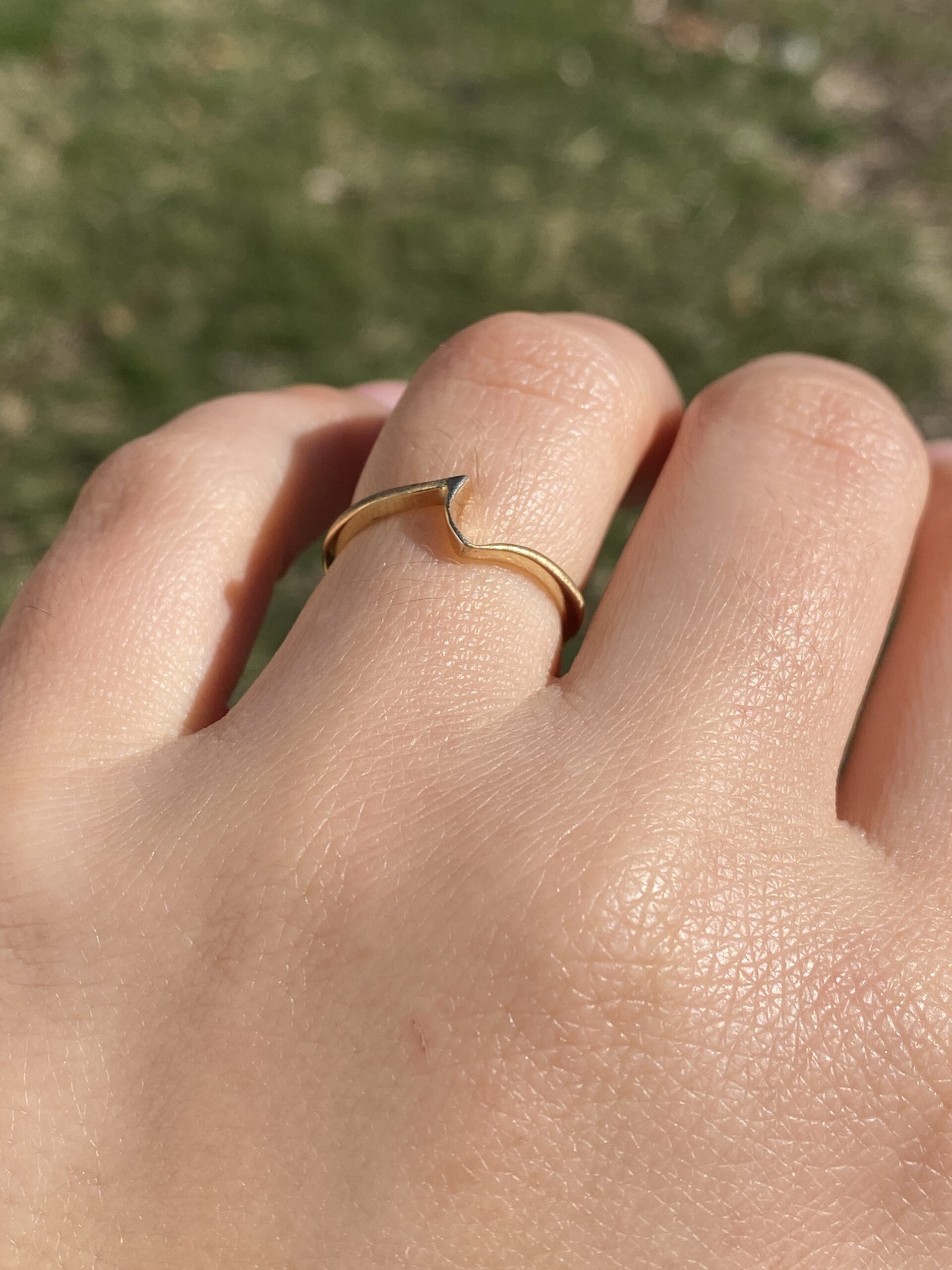 The Sweeping: Waved Yellow Gold Modern Ring in Yellow Gold - Image 10