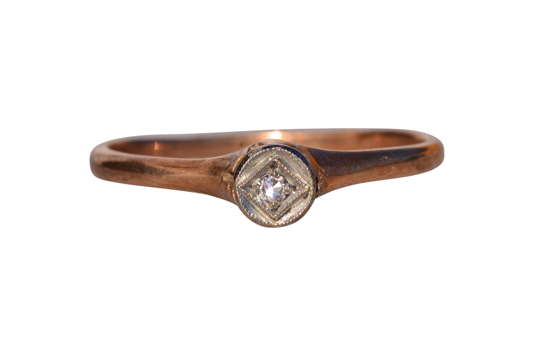 The Lenno: Antique Natural Diamond Promise Ring in Rose Gold