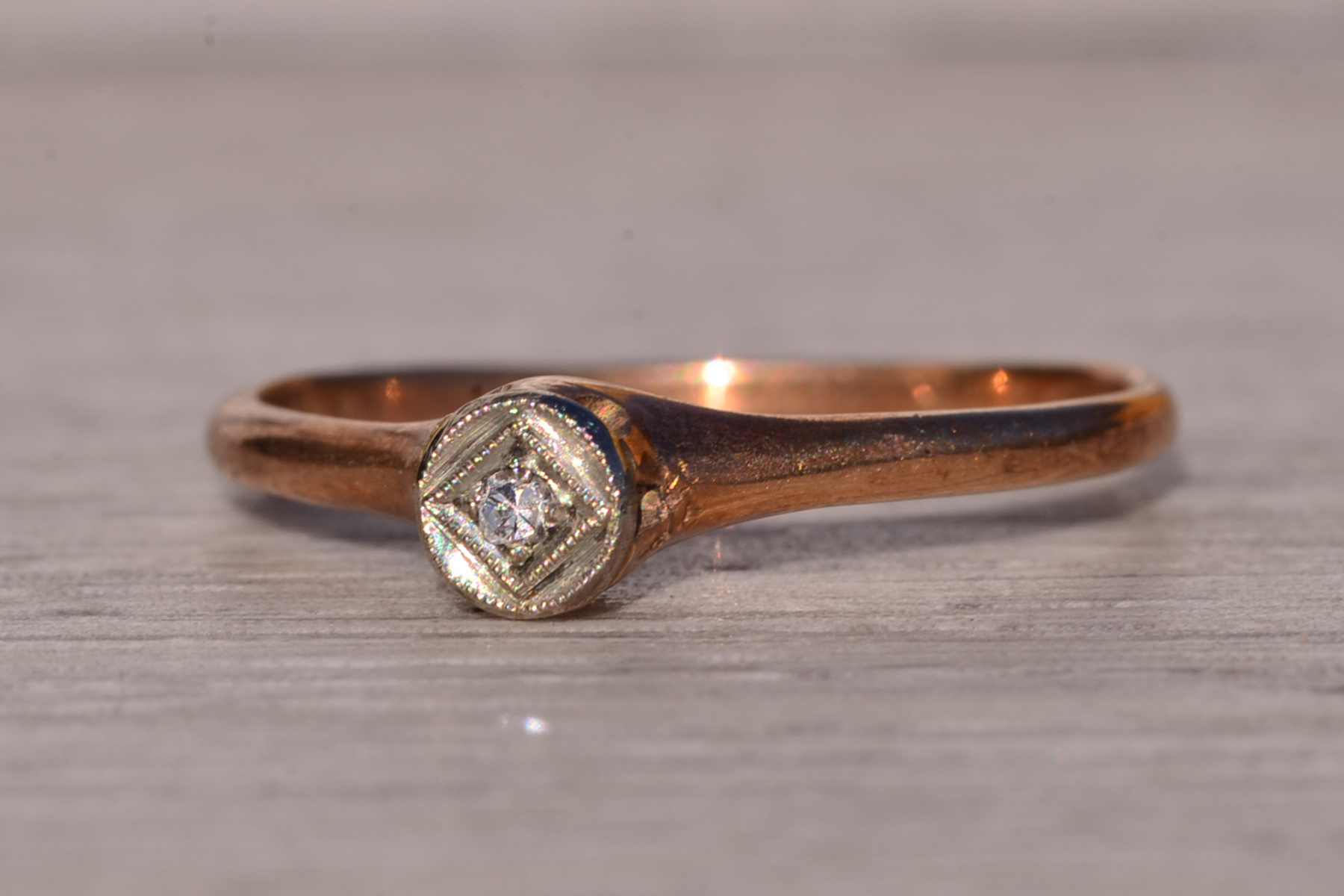 The Lenno: Antique Natural Diamond Promise Ring in Rose Gold - Image 3