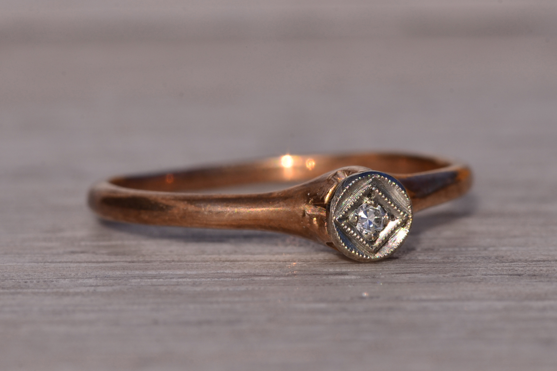 The Lenno: Antique Natural Diamond Promise Ring in Rose Gold - Image 6