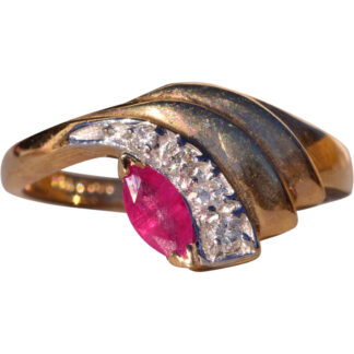 The Swept Away: Natural Ruby and Diamond Ring in Yellow Gold