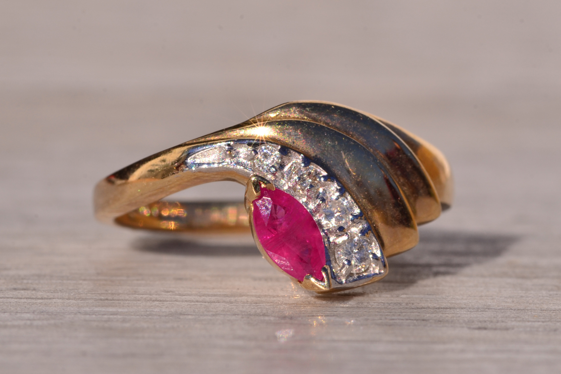 The Swept Away: Natural Ruby and Diamond Ring in Yellow Gold - Image 7