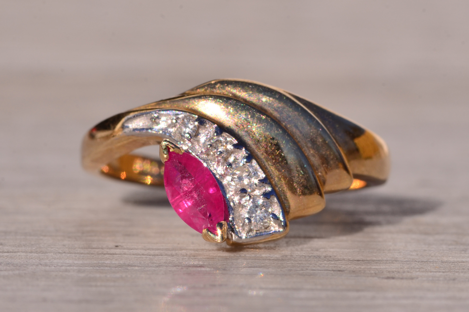 The Swept Away: Natural Ruby and Diamond Ring in Yellow Gold - Image 6