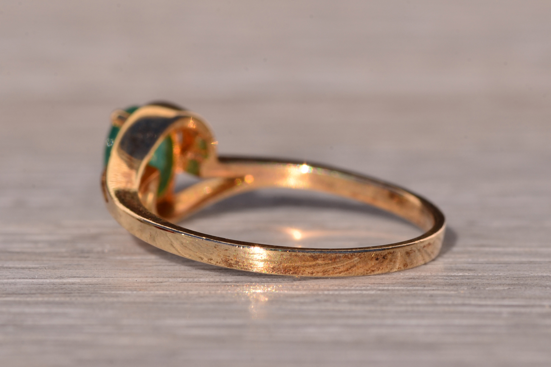 SOLD - The Burswood: Vintage Natural Emerald Ring in Yellow Gold - Image 4