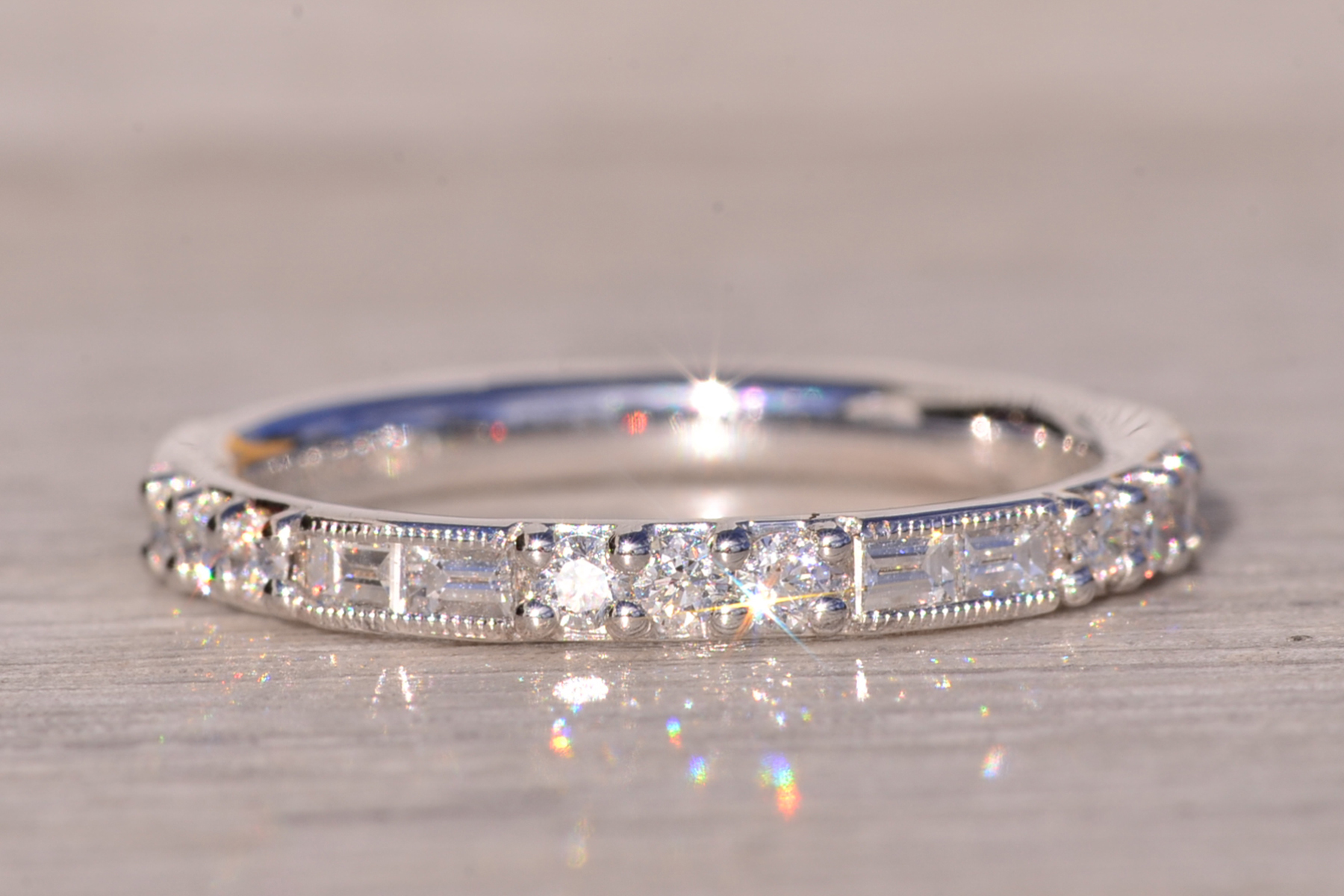 The Riel: Gabriel and Company Signed Band with Natural Diamonds in White Gold - Image 2