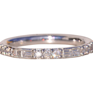 The Riel: Gabriel and Company Signed Band with Natural Diamonds in White Gold