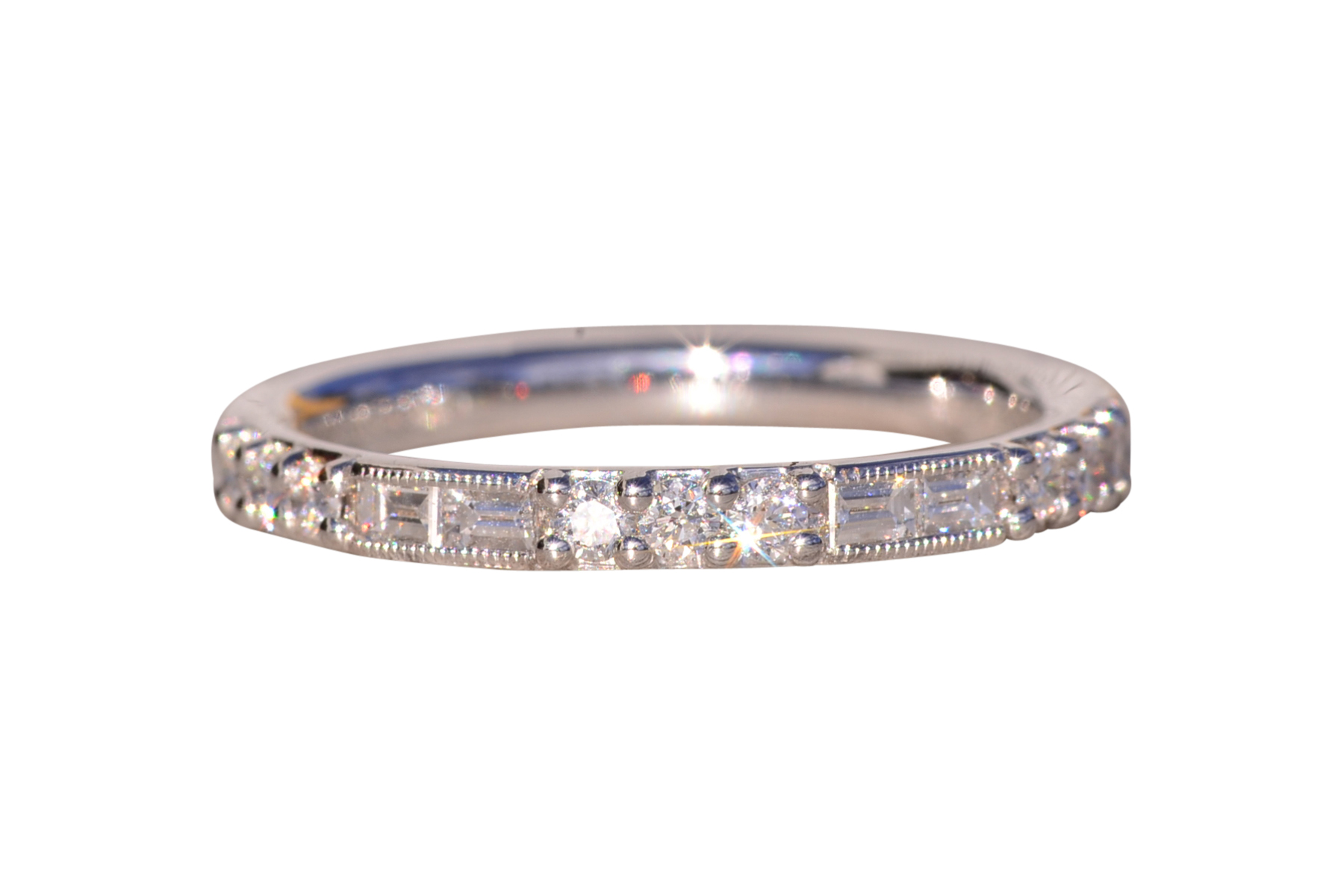The Riel: Gabriel and Company Signed Band with Natural Diamonds in White Gold