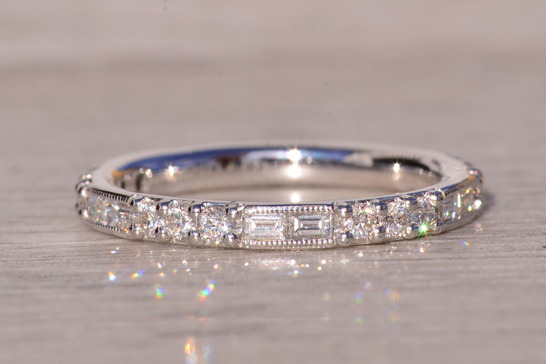The Riel: Gabriel and Company Signed Band with Natural Diamonds in White Gold - Image 3