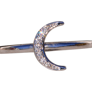 The Halver: Crescent Moon Natural Diamond Ring in White Gold