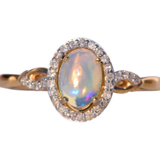 The Subiaco: Crystal Opal and Natural Diamond Ring in Yellow Gold