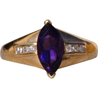 The Nox: Marquise Brilliant Cut Natural Amethyst and Natural Diamond Ring