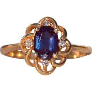 SOLD - The Canyon: Lab Grown Alexandrite and Natural Diamond Ring in Yellow Gold