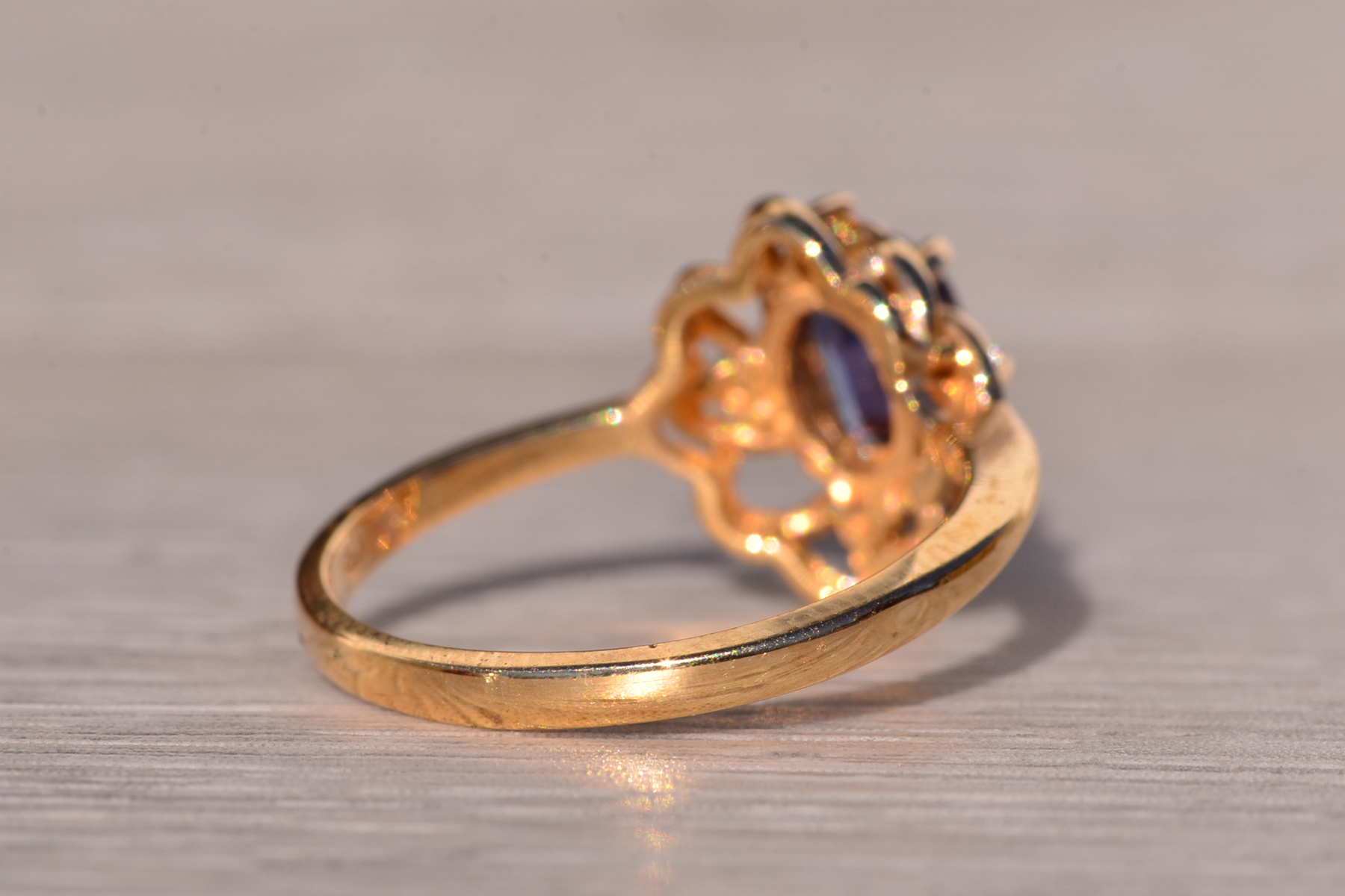 SOLD - The Canyon: Lab Grown Alexandrite and Natural Diamond Ring in Yellow Gold - Image 5