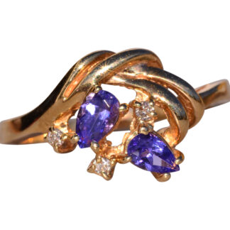 The One Drop: Tanzanite and Natural Diamond Ring in Yellow Gold