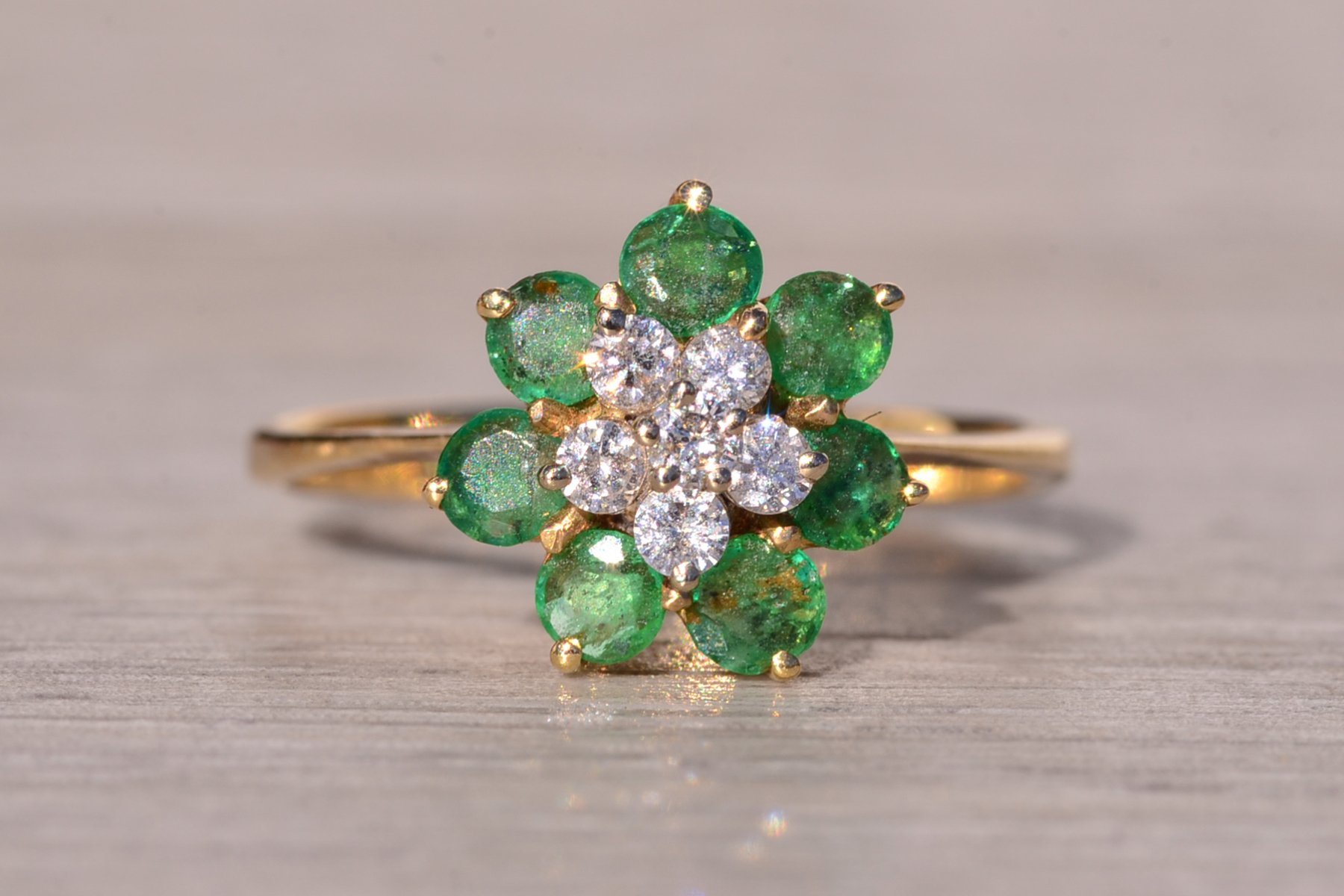 The Brew: Natural Emerald and Diamond Cocktail Ring in Yellow Gold - Image 2