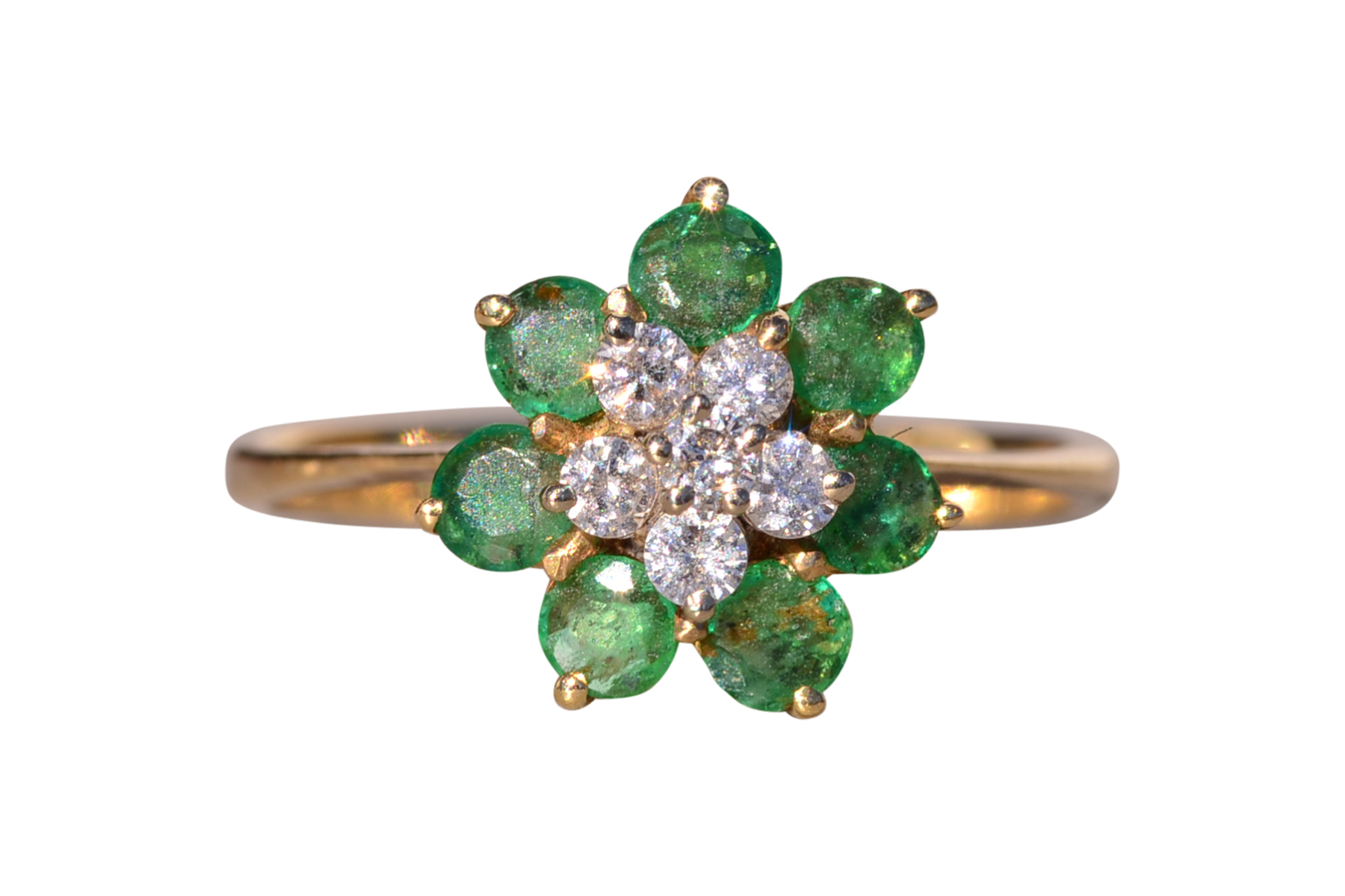 The Brew: Natural Emerald and Diamond Cocktail Ring in Yellow Gold