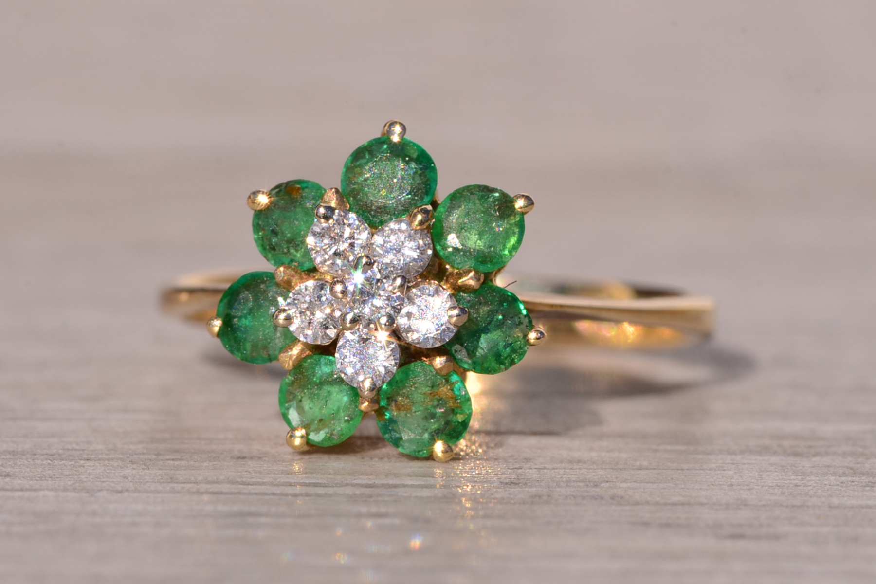 The Brew: Natural Emerald and Diamond Cocktail Ring in Yellow Gold - Image 3
