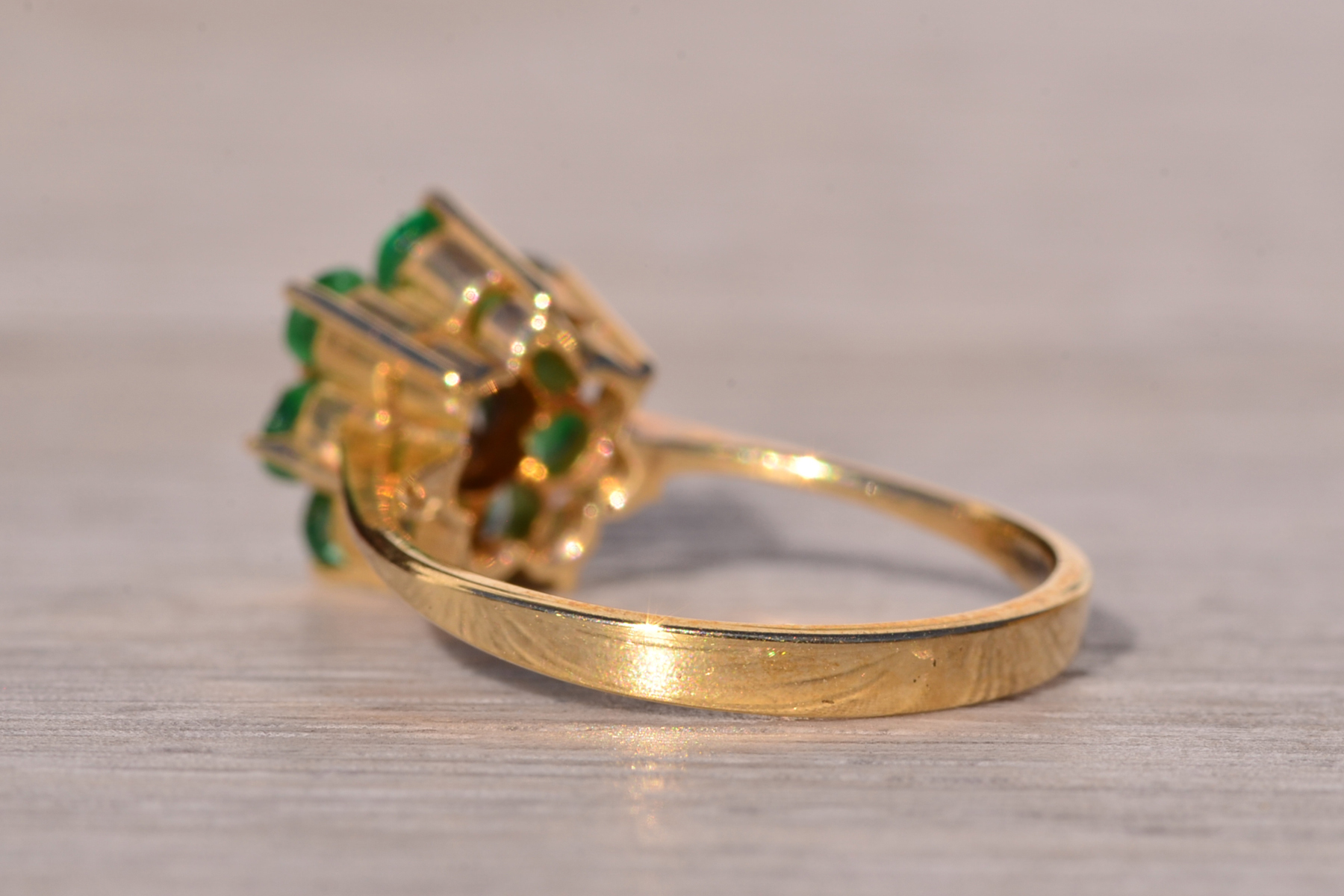 The Brew: Natural Emerald and Diamond Cocktail Ring in Yellow Gold - Image 4