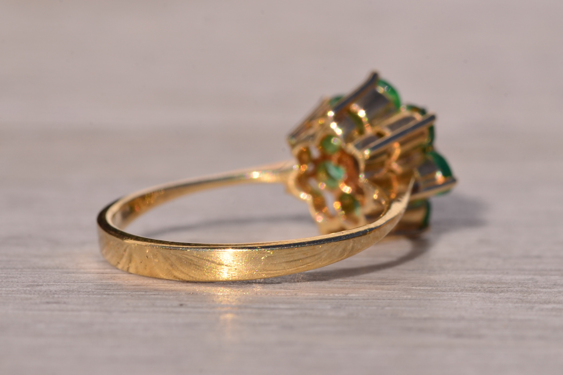 The Brew: Natural Emerald and Diamond Cocktail Ring in Yellow Gold - Image 5