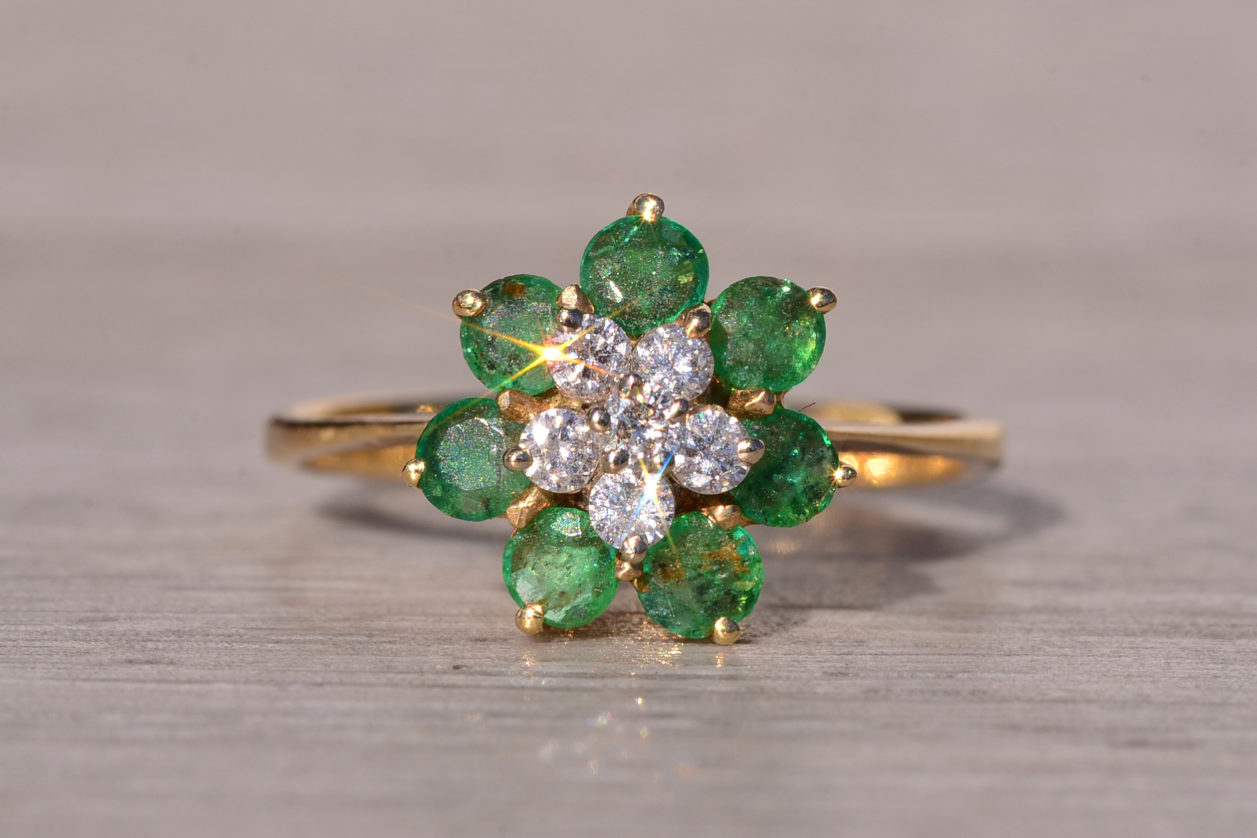 The Brew: Natural Emerald and Diamond Cocktail Ring in Yellow Gold - Image 7