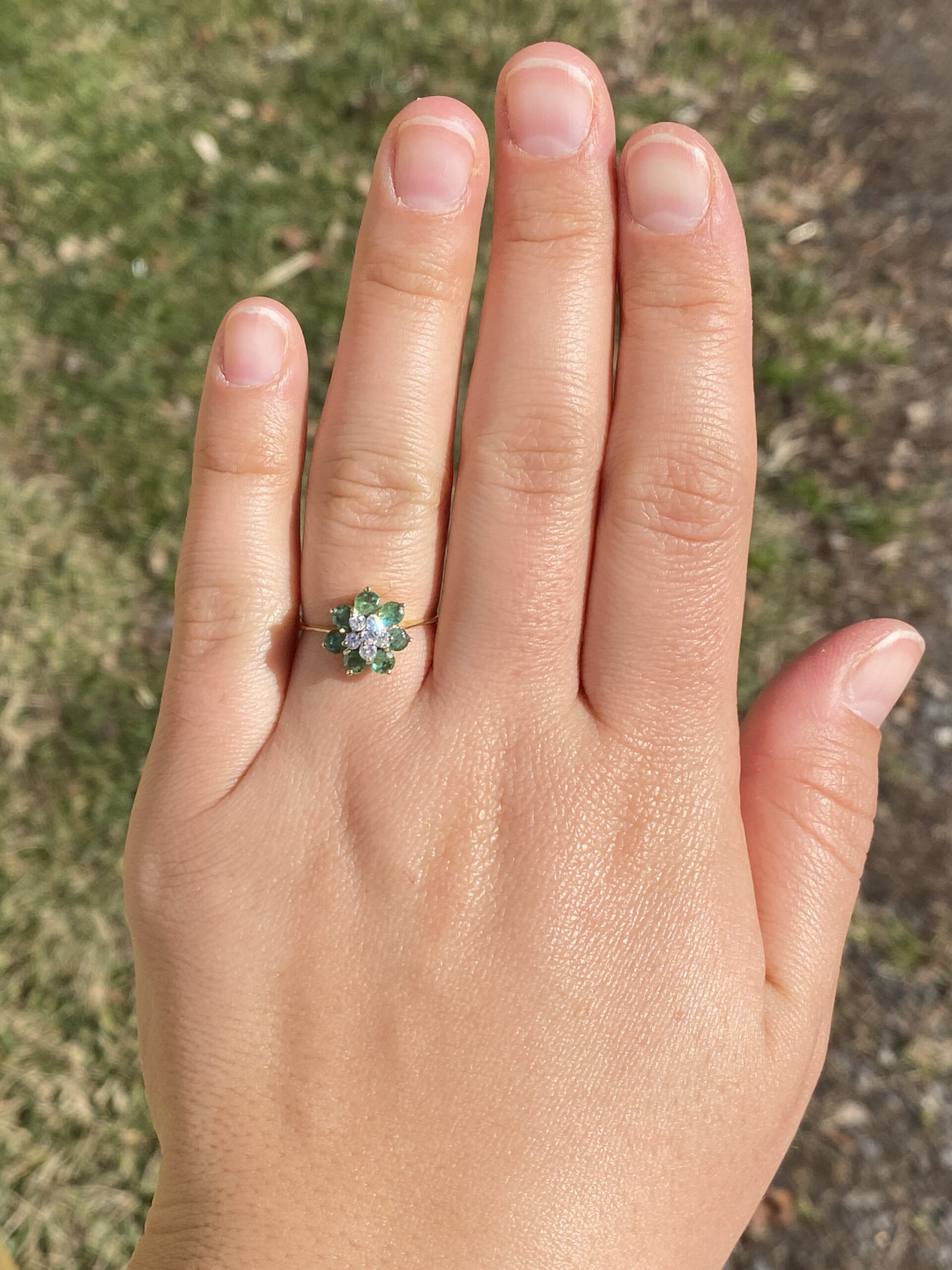 The Brew: Natural Emerald and Diamond Cocktail Ring in Yellow Gold - Image 8