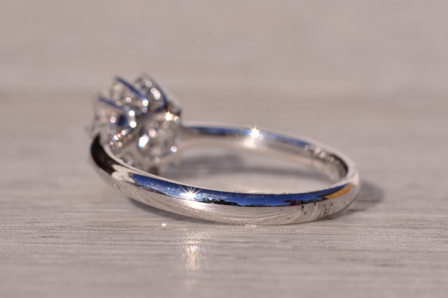 SOLD: The Hot: Sapphire and Natural Diamond Halo Ring in White Gold - Image 4